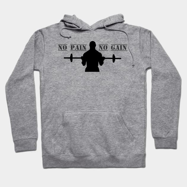 Silhouette No Pain No Gain man with Dumbbells GYM Hoodie by YellowQueen